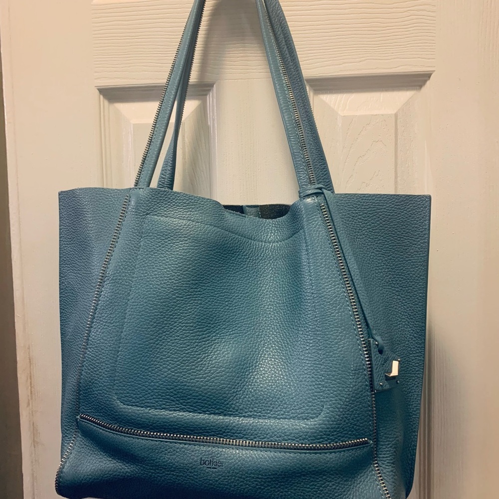 Botkier Pebbled Leather Soho tote in medium blue